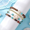 4Pcs 4 Styles Natural & Synthetic Gemstone & Wood Beaded Stretch Bracelets for Women Men BJEW-JB11562-1
