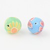 Handmade Flower Pattern Polymer Clay Round Beads CLAY-Q172-M-3