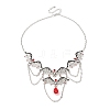 Halloween Bat Alloy Siam Rhinestone Bib Necklaces for Women NJEW-P340-02P-1