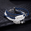 Zinc Alloy Believe & Wing & Infinity Leather Multi-strand Bracelets BJEW-BB15549-2