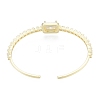 Cubic Zirconia Rectangle Open Cuff Bangle BJEW-G651-05G-04-2