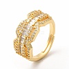 Clear Cubic Zirconia Octagon Adjustable Ring RJEW-H134-01G-1