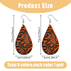 4 Pairs 4 Colors PU Leather Dangle Earrings with Steel Iron Pins EJEW-FI0003-09-2