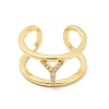 Clear Cubic Zirconia Initial Letter Open Cuff Ring RJEW-A012-01G-Y-1