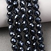Electroplated Natural Agate Beads Strands G-B191-A07-6mm-18-1