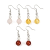 3 Pairs Brass Natural & Synthetic Mixed Stone Dangle Earrings EJEW-JE06588-2