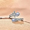 Teardrop & Dragonfly Bohemian Style Zinc Alloy with Resin Synthetic Moonstone Cuff Rings for Women FS-WGB4FBF-01-1-4