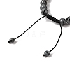 8mm Round Natural Snowflake Obsidian Braided Bead Bracelets BJEW-C067-01B-18-4