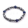 Non-magnetic Synthetic Hematite Beads Stretch Bracelets BJEW-JB05925-2