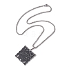 Square with Word 304 Stainless Steel Pendant Necklaces NJEW-K253-26P-2