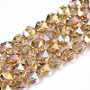 Electroplate Transparent Glass Beads Strands EGLA-T019-06A-1