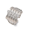 Brass Micro Pave Clear Cubic Zirconia Cuff Finger Rings RJEW-G337-34P-4