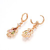 Teardrop Brass Micro Pave Cubic Zirconia Dangle Leverback Earrings EJEW-N058-15G-3
