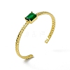 Green Glass Rectangle Open Cuff Bangle BJEW-I307-01G-3