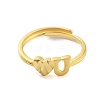 Heart & Letter U Brass Adjustable Rings for Women RJEW-L120-011G-2