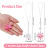 2Pcs 2 Styles Flower & Snowflake Glass Pendant Decorations HJEW-FH0001-83-2