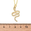 Brass Micro Pave Clear Cubic Zirconia Snake Pendant Necklaces NJEW-S438-02F-G-5