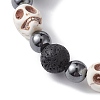 Halloween Skull Synthetic Turquoise & Round Lava Rock & Synthetic Non-Magnetic Hematite Beaded Stretch Bracelets for Women BJEW-JB10656-01-3