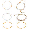 6Pcs Adjustable Waxed Cotton Cord Braided Bead Bracelets and Natural Quartz Crystal Bead Bracelets Sets BJEW-SC0001-53-1