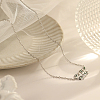 Stainless Steel Micro Pave Cubic Zirconia Leaf Pendant Necklaces for Women MC4750-1