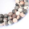Natural Pink Zebra Jasper Round Bead Strands G-E334-10mm-11-1