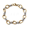 304 Stainless Steel Oval Link Chain Bracelets for Women BJEW-D377-01A-4