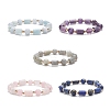 Natural Mixed Gemstone Column & Round Stretch Bracelet for Women BJEW-JB09351-1