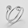 Anti-Tarnish Rhodium Plated 925 Sterling Silver Finger Design Ring Mounts Fittings with Pearl Seat X-STER-A070-040-1