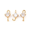 Brass Pave Clear Cubic Zirconia Flat Round Connector Charms KK-H538-21A-G-1