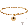 2Pcs Heart Non-Tarnish Stainless Steel Charm Bracelets BJEW-CN0001-23G-1