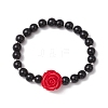 Halloween Theme Baking Paint Glass Round Beads Stretch Bracelets for Women BJEW-MZ00186-01-2