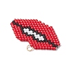 Handmade Glass Seed Beads Lip Pendants PALLOY-CJ00136-4