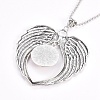 Zinc Alloy Angel Wing Heart Pendant Necklaces NJEW-G328-A10-4