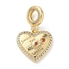 Brass Micro Pave Clear Cubic Zirconia European Dangle Charms KK-D502-14B-G-1