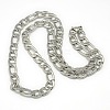 Tarnish Resistant Trendy Men's 201 Stainless Steel Mother-Son Chain Necklaces NJEW-L043C-41P-1