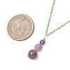 Natural Amethyst Round Beaded Gourd Shape Pendant 304 Stainless Steel Cable Chain Necklaces for Women NJEW-JN05656-02-3