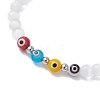 Cat Eye & Handmade Evil Eye Lampwork Round Beaded Stretch Bracelets for Women BJEW-JB12289-03-3