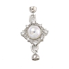 Rack Plating Rhombus Brass Micro Pave Clear Cubic Zirconia Fold Over Clasps KK-F876-01P-1