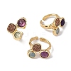 Natural Amethyst/Korean Jade/Agate Germ Cuff Rings RJEW-M076-05G-06-2