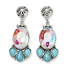 Alloy Synthetic Turquoise Dangle Stud Earrings EJEW-U053-04B-AS-4