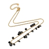 Ion Plating(IP) 304 Stainless Steel Cubic Zirconia Teardrop & Flat Round Bib Ball Chain Necklaces for Women NJEW-F328-11G-04-2