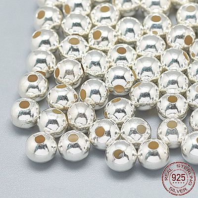 925 Sterling Silver Beads STER-T002-239S-5mm-1
