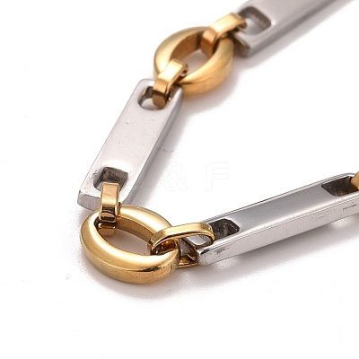 PVD Vacuum Plating 201 Stainless Steel Oval & Rectangle Link Chain Bracelets STAS-E160-10GP-1