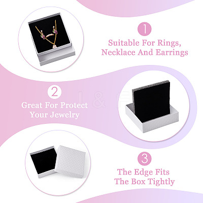 5Pcs Rhombus Textured Cardboard Jewelry Packing Boxes with Sponge Inside CBOX-TA0001-18A-1