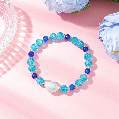 Spray Painted Crackle Glass Beads Stretch Bracelets for Women BJEW-MZ00201-01-1