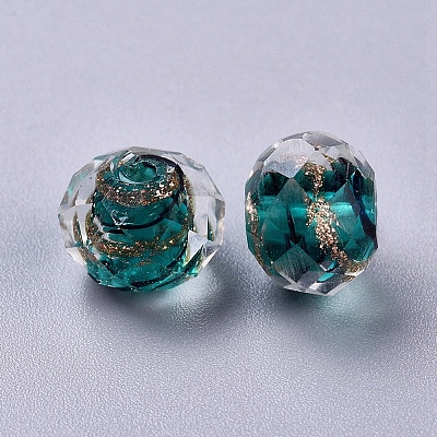 Handmade Gold Sand Lampwork Rondelle Beads X-LAMP-I010-C-M-1