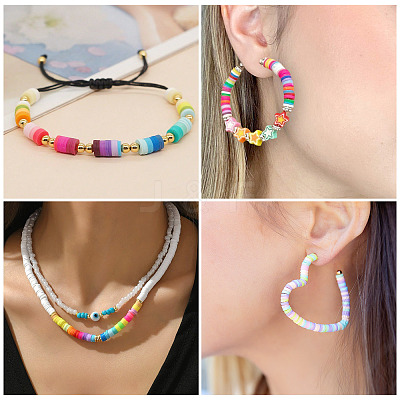 10 Strands 10 Colors Handmade Polymer Clay Beads Strands CLAY-TA0001-20-1