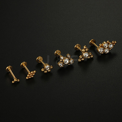 316L Surgical Stainless Steel Clear Cubic Zirconia Threadless Labrets WG1AA8E-34-1