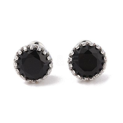Rack Plating Brass Pave Single Cubic Zirconia Stud Earrings X-EJEW-I304-02P-03-1