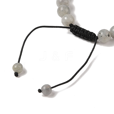 8mm Round Natural Labradorite Braided Bead Bracelets BJEW-C067-01B-14-1